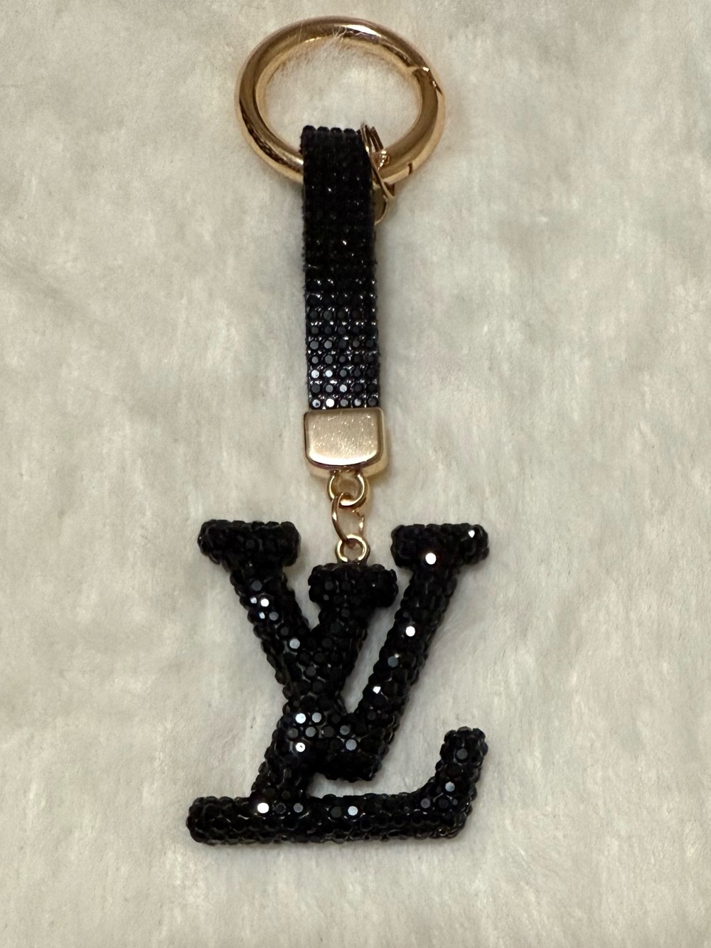 Monogram Luxe Keychain Charm Luxury Bag Charm in Black